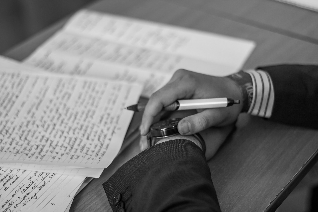 writing black and white photo